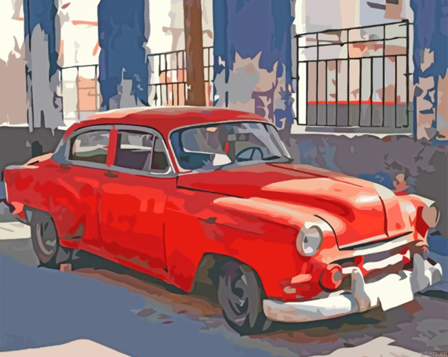 Red Antique Car Painting By Numbers.png