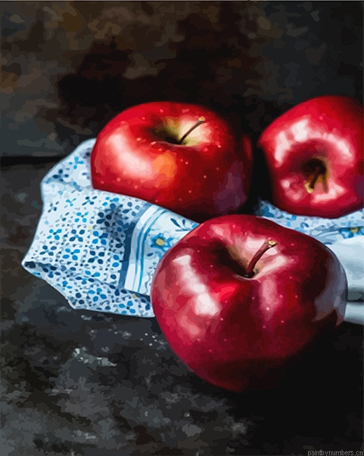Red Apples Fruit Food Painting By Numberss.png