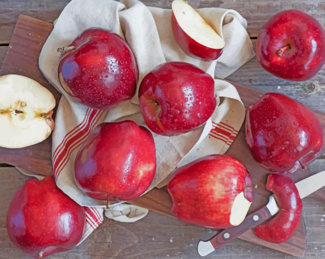 Red Apples Fruits Painting By Numberss.png