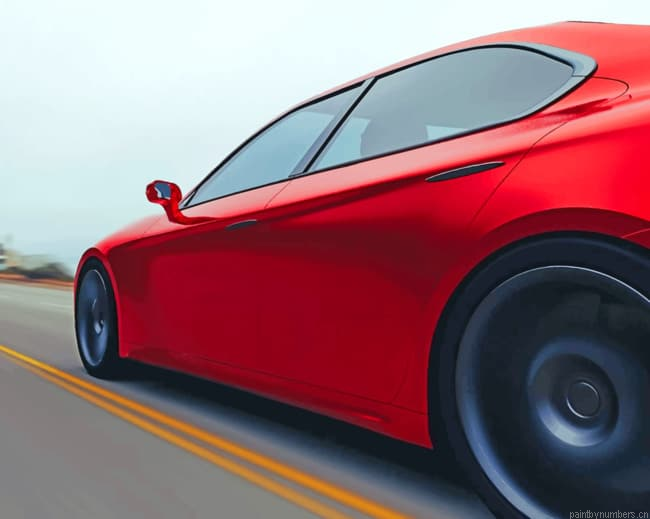 Red Bmw On The Road Cars Painting By Numbers.png
