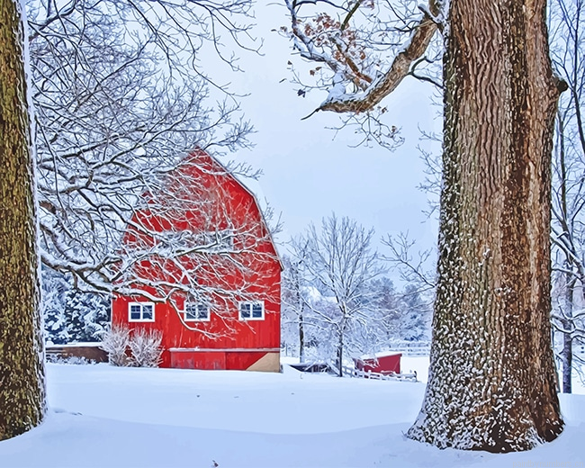 Red Barn Snow Painting By Numberss.png