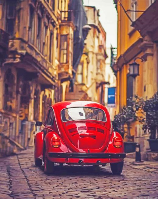 Red Beetle Car Painting By Numberss.png
