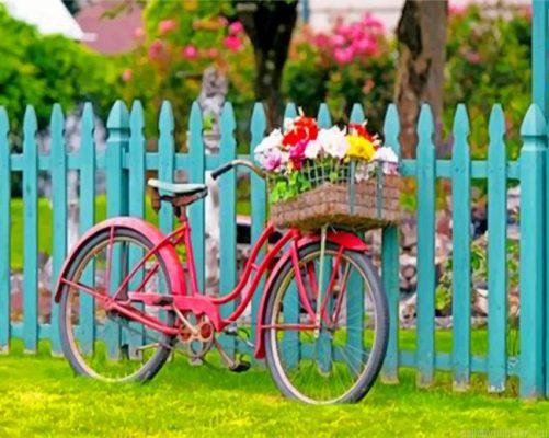Red Bicycle With Flowers Painting By Numbers.png