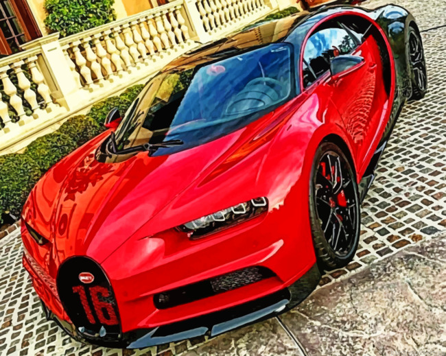 Red Bugatti Cars Painting By Numberss.png