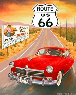 Red Car Route 66 Painting By Numbers.png