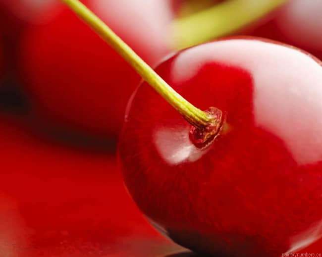 Red Cherry Fruit Food Painting By Numberss.png