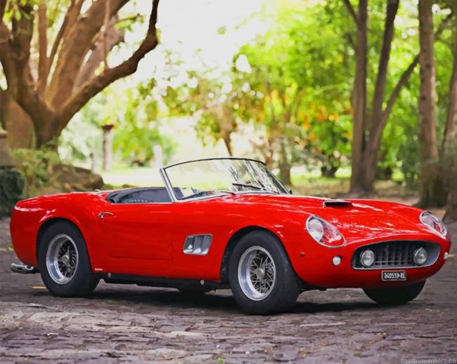 Red Classic Ferrari Cars Painting By Numbers.png