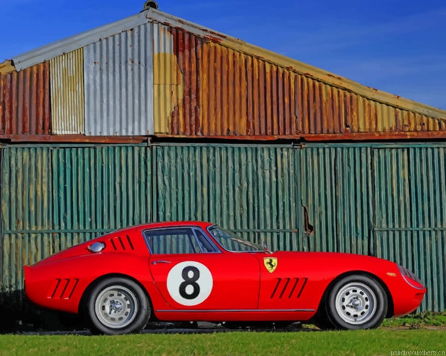 Red Classic Racing Vehicle Cars Painting By Numberss.png