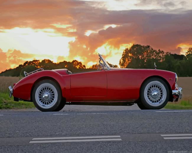 Red Classic Vehicle Cars Painting By Numberss.png