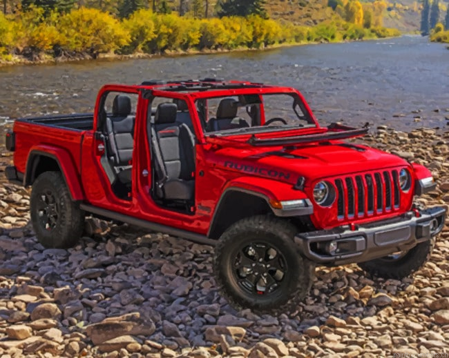 Red Convertible Jeep Cars Painting By Numberss.png