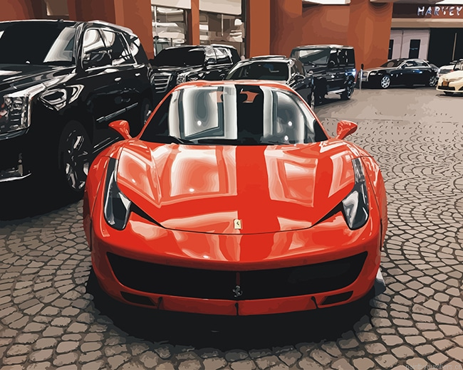 Red Ferrari 458 Spider Cars Painting By Numbers.png