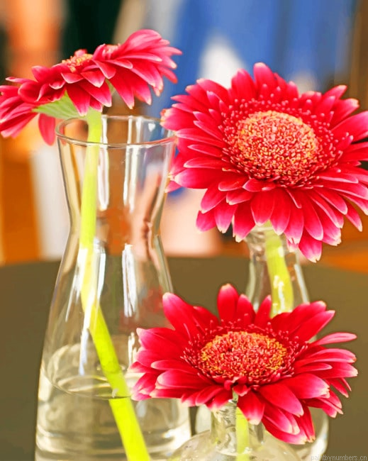Red Flowers In Glass Pot Painting By Numberss.png