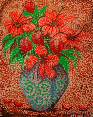Red Flowers Pointillism Painting By Numbers.png