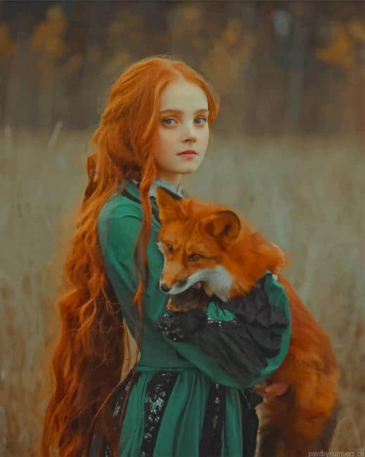 Red Haired Girl With Fox Painting By Numberss.png