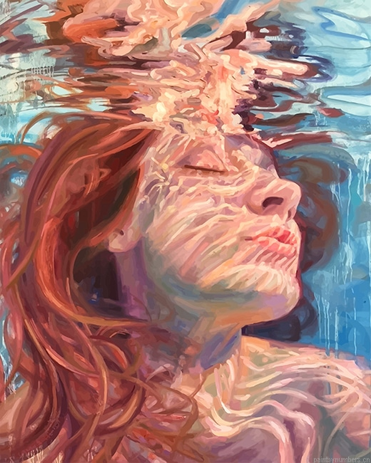 Red Head Woman In The Water Painting By Numberss.png
