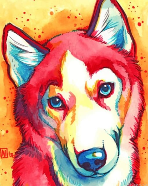 Red Husky Pop Art Animals Painting By Numbers.png