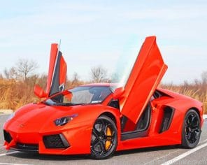 Red Lamborghini Cars Painting By Numberss.png