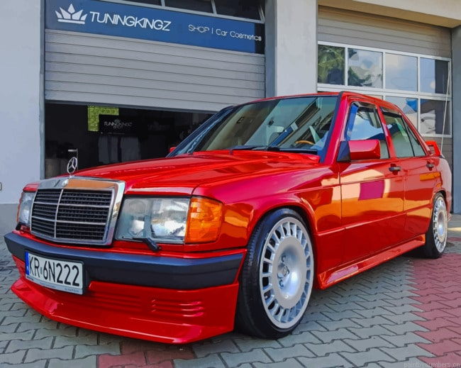 Red Mercedes 190e Cars Painting By Numberss.png