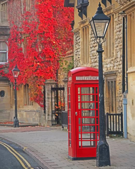 Red Phone Booth London City Painting By Numberss.png