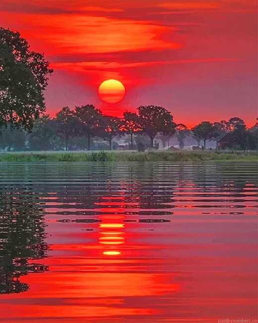 Red Sunset Landscapes Painting By Numberss.png