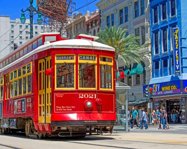 Red Tram In New Orleans Cities Painting By Numberss.png