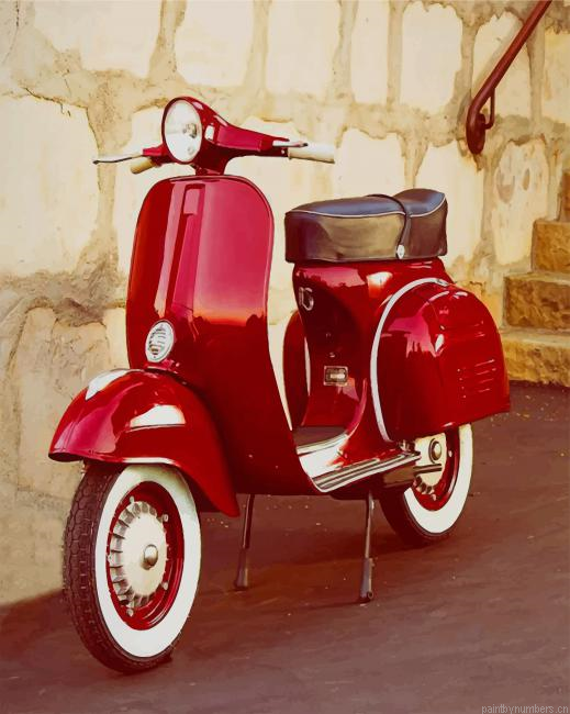 Red Vespa Scooters Painting By Numberss.png
