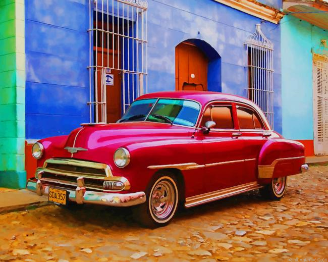 Red Vintage Car Painting By Numbers.png