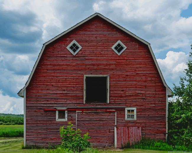 Red Wooden Barn Painting By Numberss.png