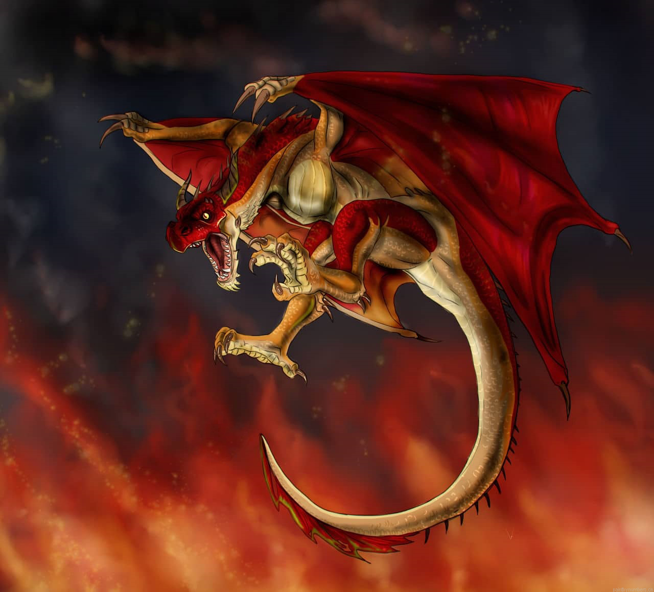 Red Wyvern Dragon Painting By Numberss.png