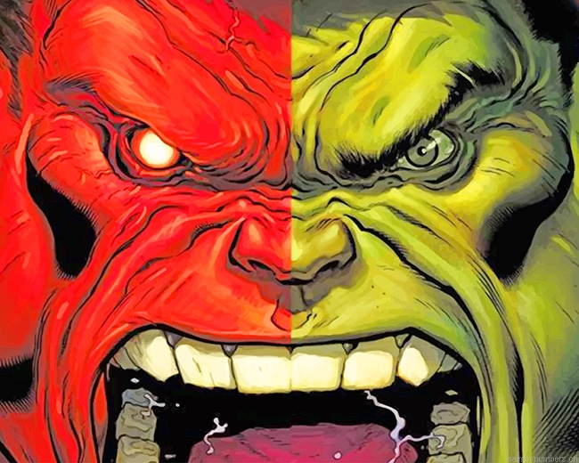 Red And Green Hulk Face Animations Painting By Numberss.png
