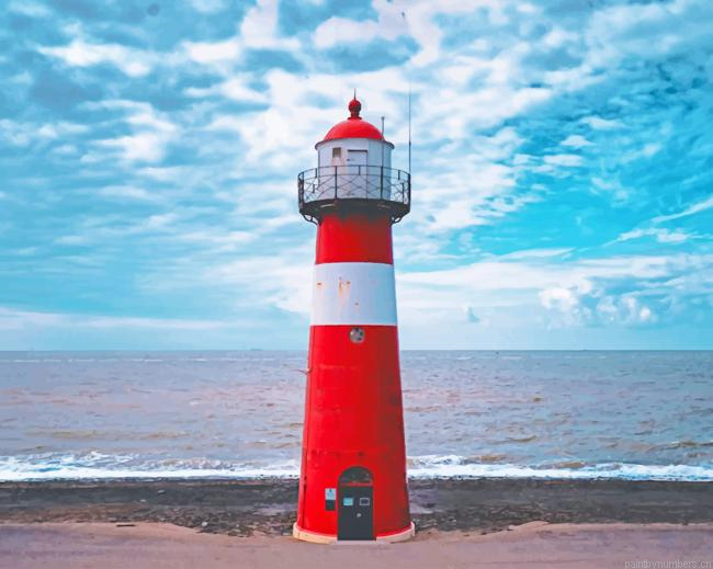Red And White Lighthouse Painting By Numberss.png