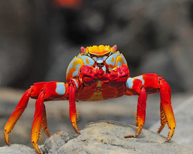 Red And Yellow Crab Animals Painting By Numbers.png