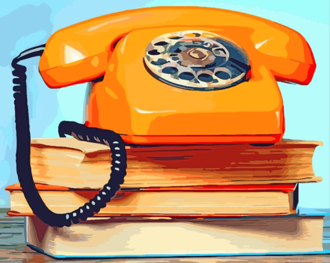 Retro Phone And Book Painting By Numberss.png