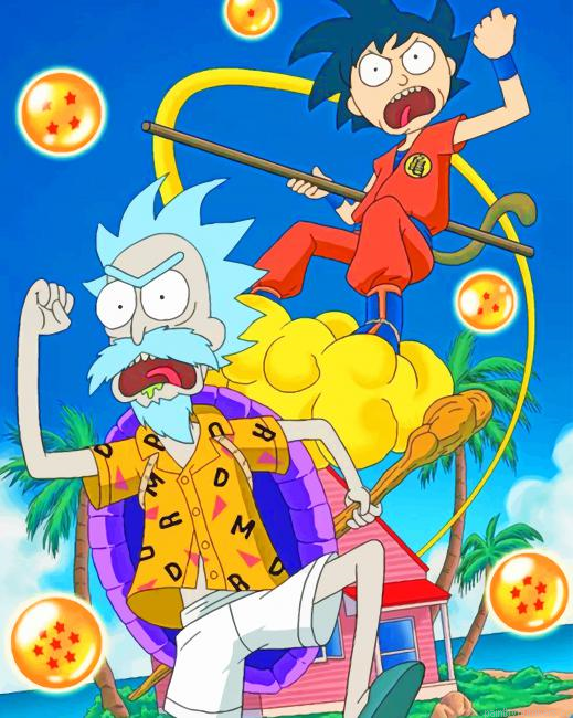 Rick And Morty Dragon Ball Animation Painting By Numberss.png