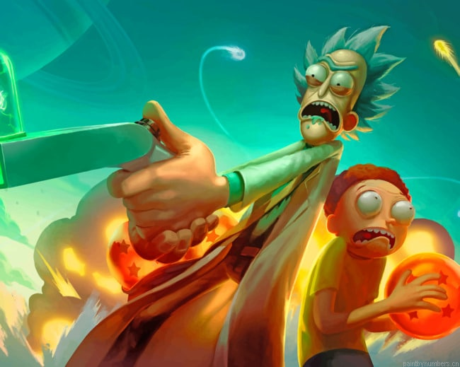 Rick And Morty In Dragon Ball Cartoons Painting By Numberss.png