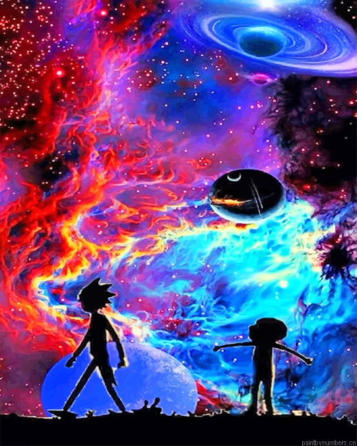 Rick And Morty Silhouette Animations Painting By Numberss.png