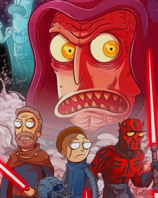 Rick And Morty Star Wars Painting By Numberss.png