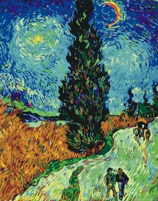 Road With Cypress And Star Van Gogh Painting By Numbers.png