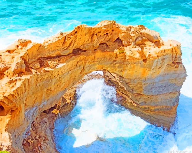 Rock Arch On Beach Seascapes Painting By Numberss.png