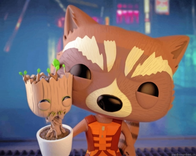 Rocket Raccoon With Groot Painting By Numberss.png