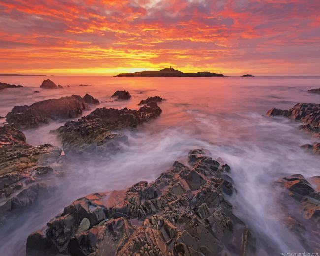Rocks Beside Beach Seascapes Painting By Numberss.png