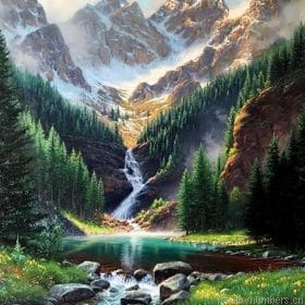 Rocky Mountains Waterfall Landscape Painting By Numbers.png
