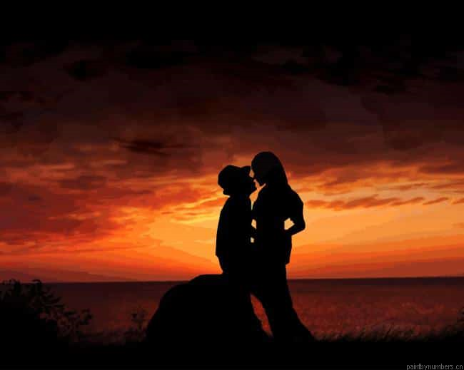 Romance Couple Sunset Silhouette Painting By Numberss.png