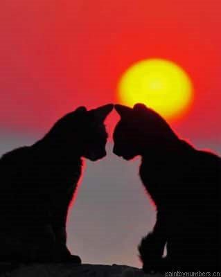 Romantic Cats Silhouette Painting By Numberss.png