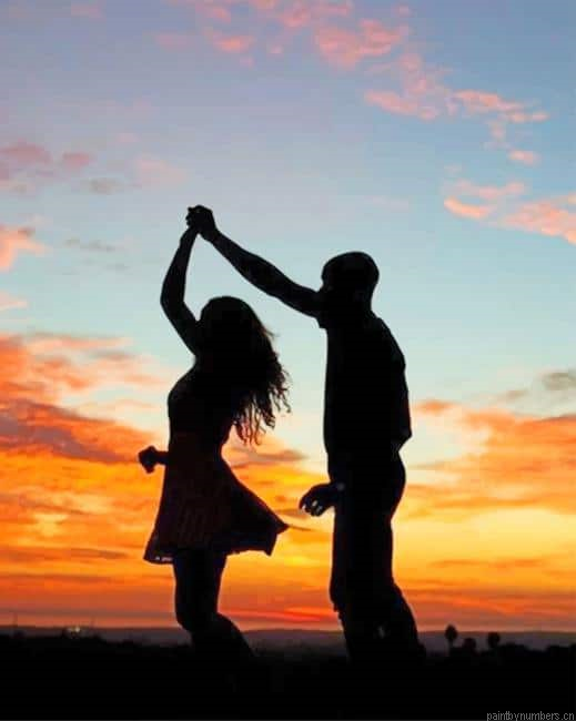 Romantic Couple Dancing Silhouette Painting By Numberss.png