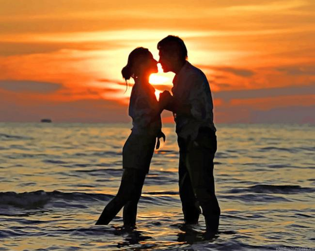 Romantic Couple In The Beach Painting By Numberss.png