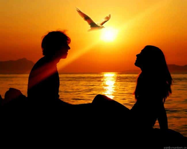 Romantic Couple Sunset Silhouette Painting By Numberss.png