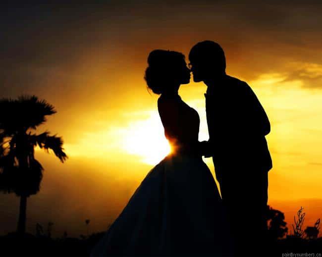 Romantic Couple In Love Silhouette Painting By Numberss.png
