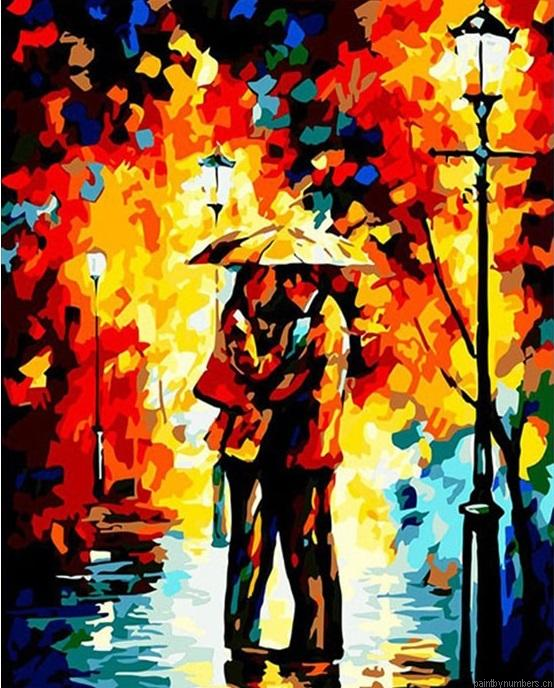 Romantic Lover Under Rain Painting By Numbers.png