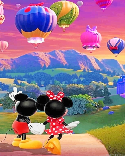 Romantic Mickey And Minnie Cartoons Painting By Numbers.png